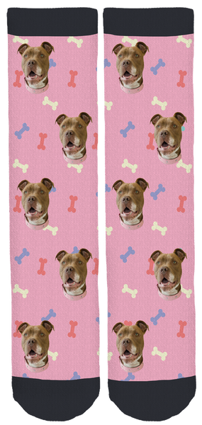 Hazel the Pitbull Pink Socks