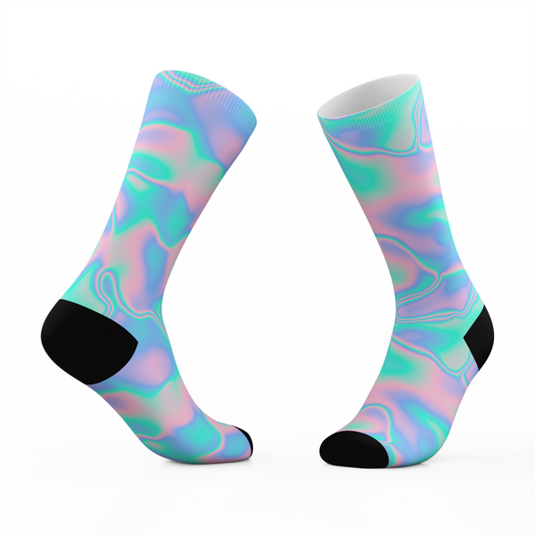 Rainbow Swirl Hologram Socks