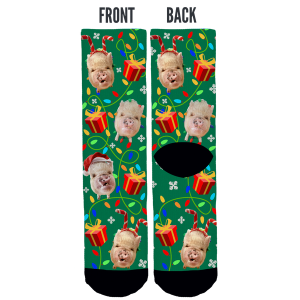Abby the Pink Piggy Holiday Crew Socks