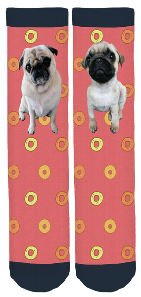 Pug Rides Shotgun Bagels Crew Socks