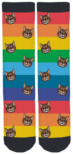 Oskar The Blind Cat Rainbow Crew Socks