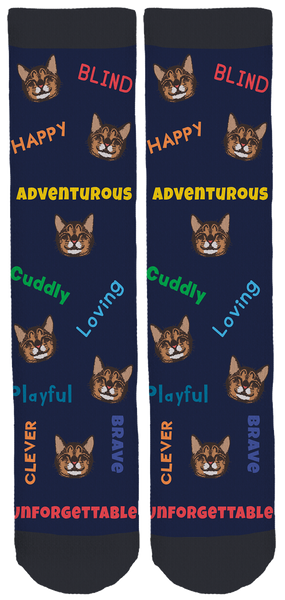 Oskar The Blind Cat Navy Crew Socks