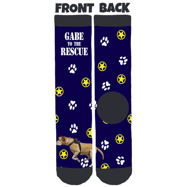Gabe to the Rescue Blue Crew Socks