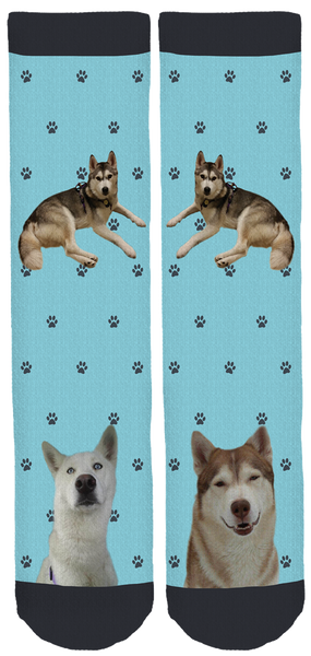 Limited Edition Hairy Houdini Siberian Husky Rescue Crew Socks
