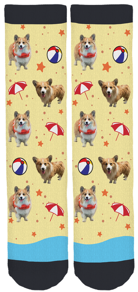 Hudson the Fluffy Corgi Crew Socks