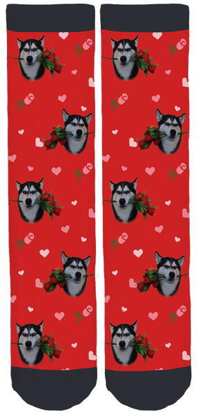 Grumpy Husky Rose Socks