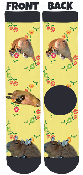 JoeJoe the Capybara Yellow Spring Crew Socks