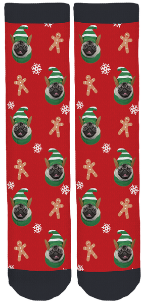 Lil' Pickles Da Pug Holiday Crew Socks
