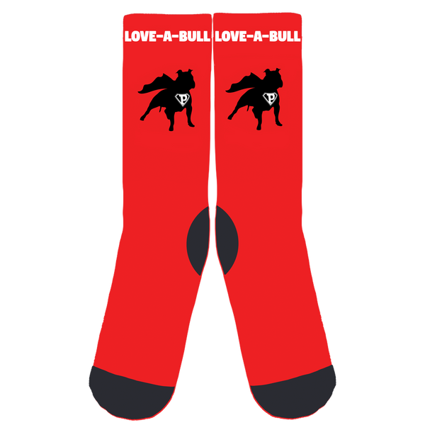 Love-A-Bull Red Crew Socks