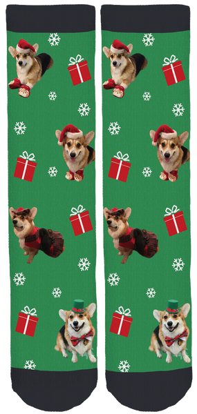Peanut the Corgi Holidays Crew Socks