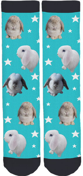 A Happy Herd of Hares Bunny Socks